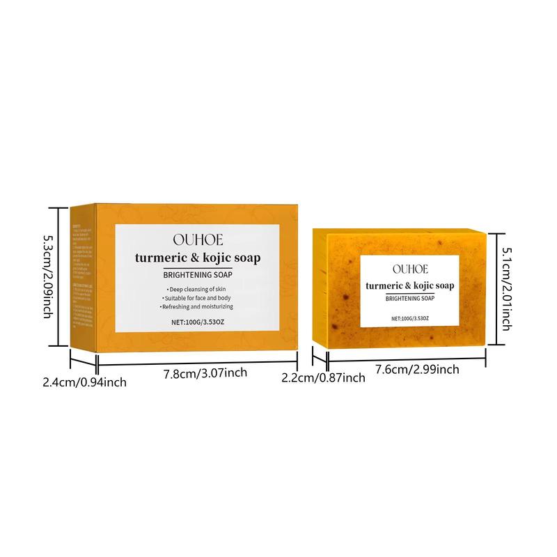 Ouhoe 100g Kojic Acid Turmeric Skin Brightening Soap cleansing series Reduce Dark Spot Anti Acne Moisturizer Exfoliating Soap 5