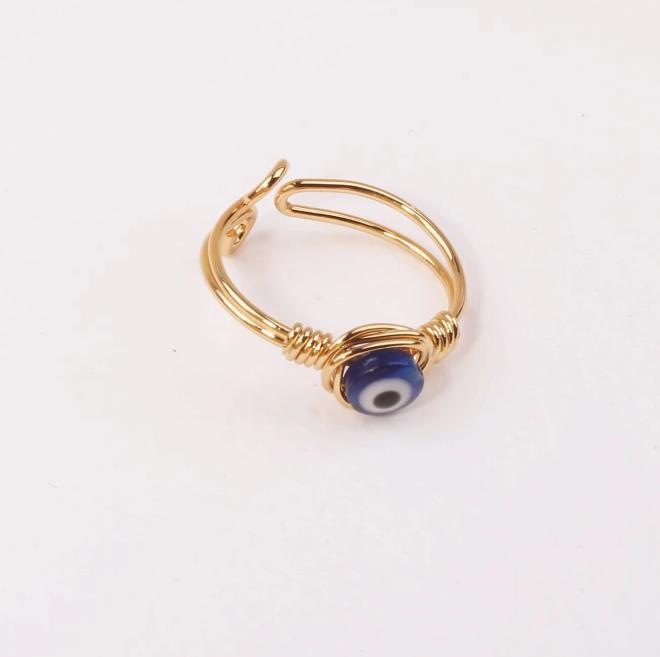 Evil Eye Decor Cuff Ring for Women - Fashion Accessory 1