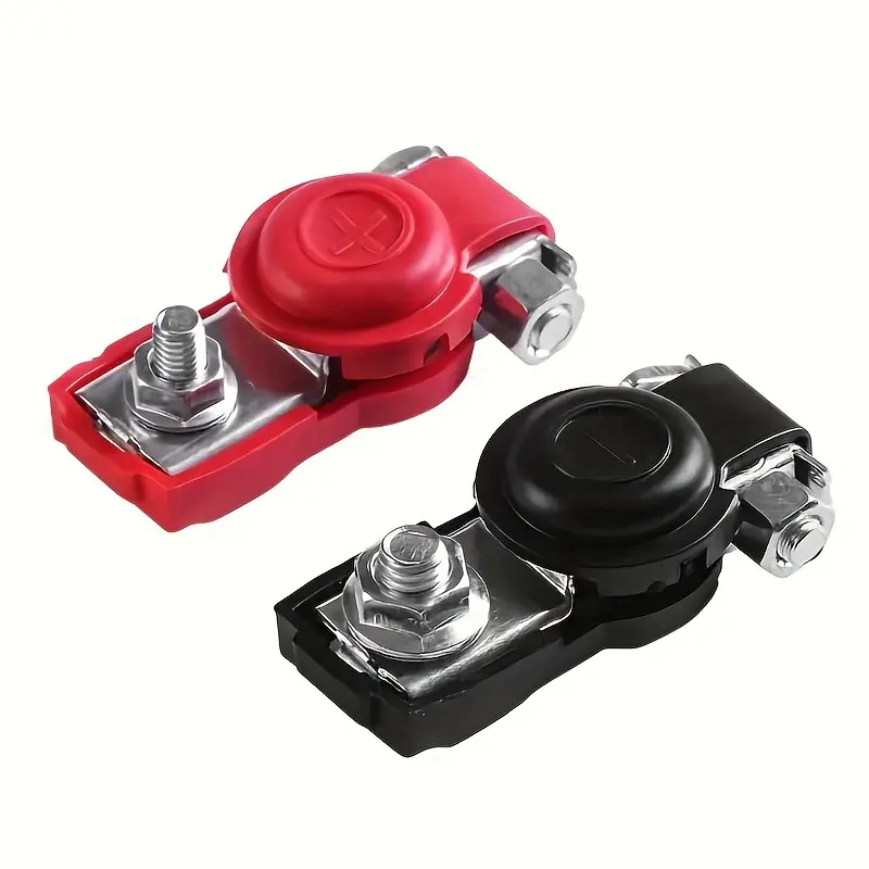2pcs Universal Car Battery Terminals Cable - Heavy-Duty Large Positive and Negative Red and Black Connectors with Easy Grip Clamps for Secure Connection - Durable and Corrosion-Resistant 2
