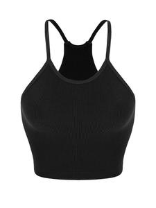 Women's Solid Wireless Sports Bra, Breathable Comfortable Sports Top for Yoga Gym Workout Tennis Pickleball, Ladies Sportswear Clothing for All Seasons, Solid Basic Bra