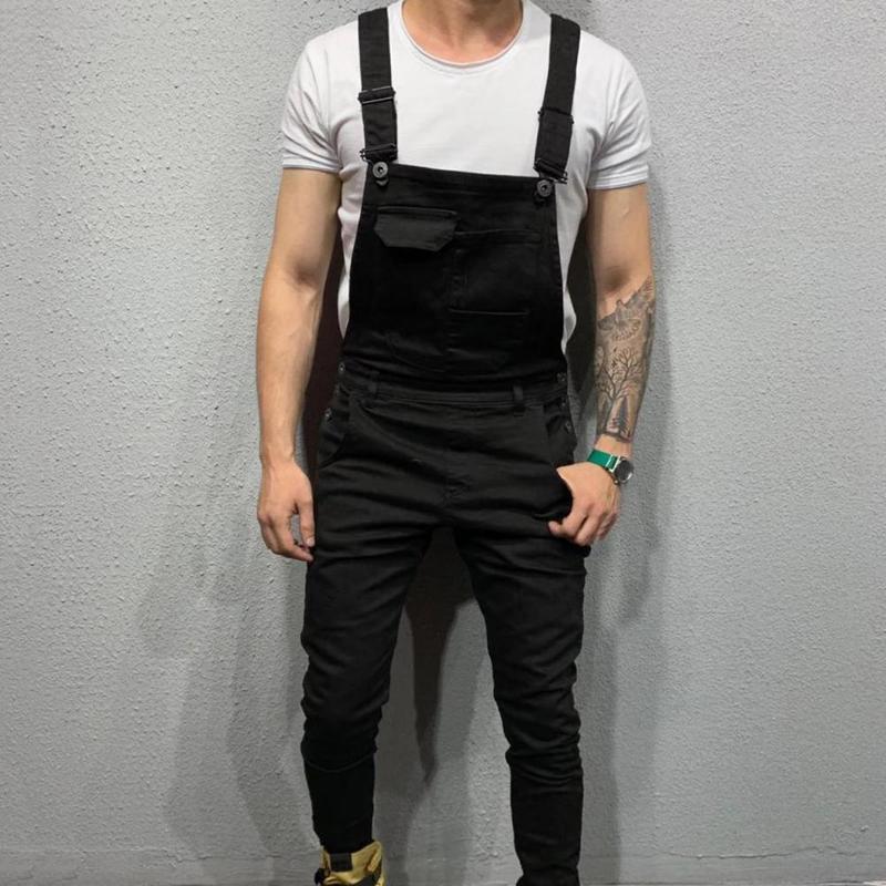 Product Introduction of Summer New Men's Distressed Denim Carpenter Overalls Bib Jumpsuits Motos Biker Jean Long Harajuku Rompers Streetwear Plus Size Casual Cotton 6