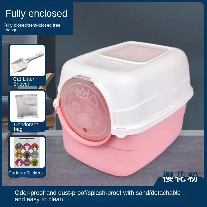 Cat Litter Box Fully Enclosed Cat Toilet Extra Large Deodorizing Anti-Splash with Sand Kitten Sand Poop Box Cat Supplies 5