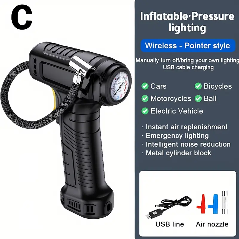 Car Air Pump Compressor Automotive 120W Rechargeable Portable Tire Inflator Equipment Digital Display Pump for Machine 6