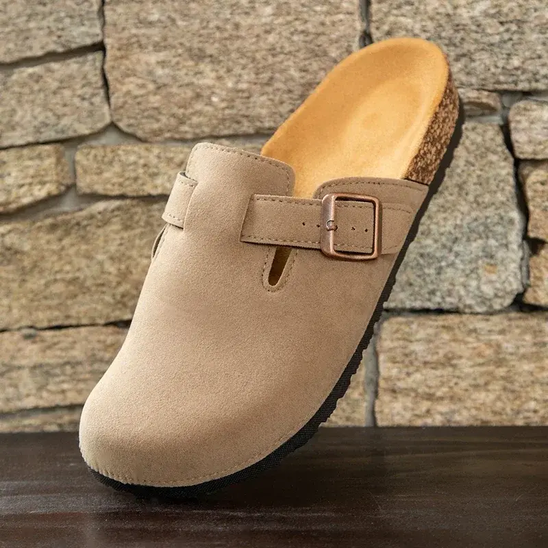Fashion Men Mules Shoe with Arch Support Unisex Classic Beach Birkenstok Mens Shoes Men's Suede Sandals Retro Cork Clogs