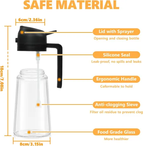 ⚡[2-3 day arrival]2-in-1 Oil Spray Bottle Kitchen Cooking Oil Dispenser Multi-Purpose Sauce Spraye  UK Bbq Glass 3