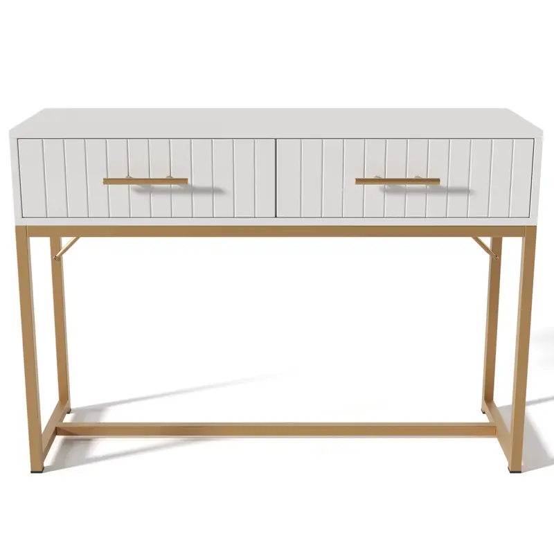 Dressing Table With 2 Drawers 75 Cm High ,Chest Of Drawers Bedroom Highboard White Sideboard Chest Of Drawers for Bedroom, White -H76.5/W100/D45 cm 3