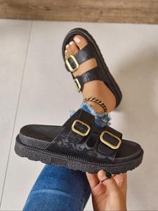 Women's Fashionable Black Platform Sandals, Casual Comfortable Flatform Sandals for Summer, Lightweight Breathable Shoes for Daily Wear, Elegant Sandal