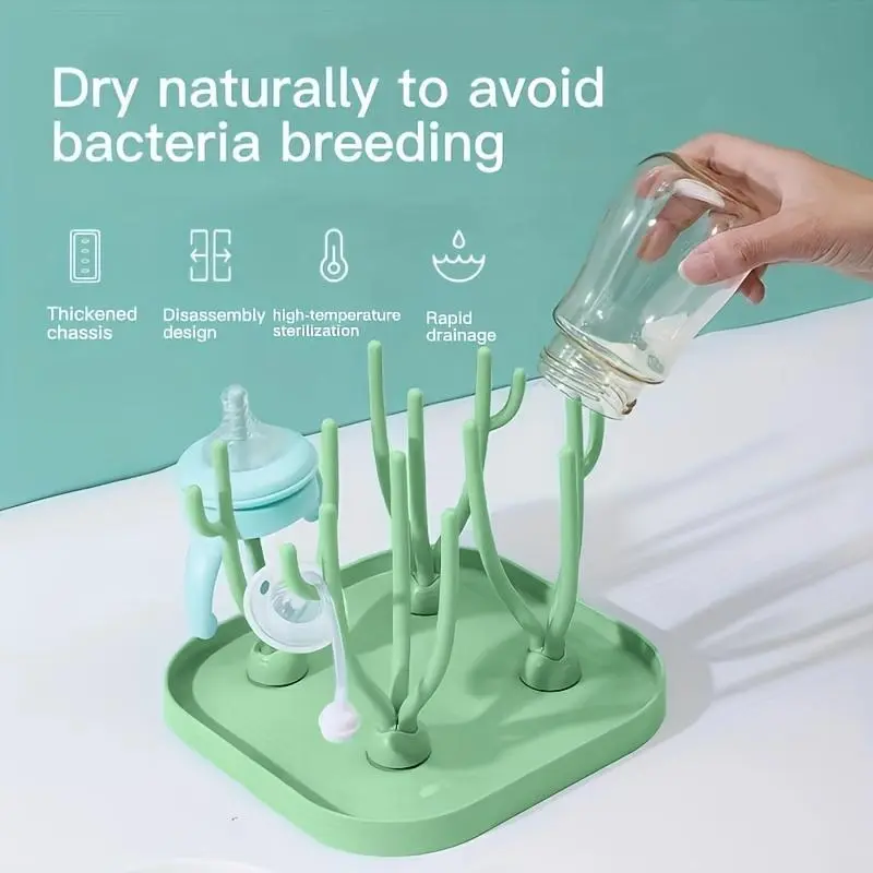 Green Multifunctional Portable Drying Frame, Bottle Holder, Removable Drying Stand 4