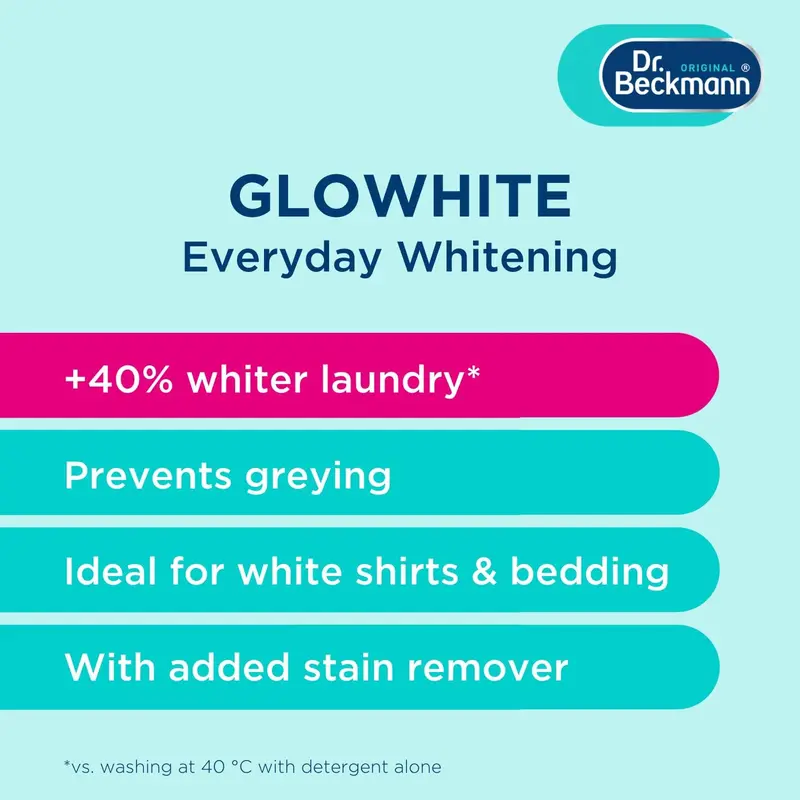 Dr. Beckmann Glowhite | maintains brighter white laundry | 5 In-Wash Sachets 2