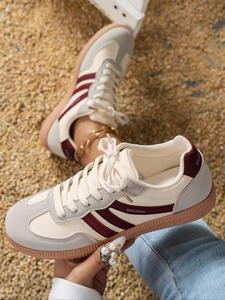 Women's Lace Up Athletic Walking Shoes, Casual Comfortable Sports Shoes for Outdoor, All-match Round Toe Non-slip Sneakers for Daily Wear