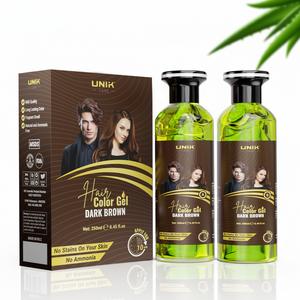 UNIK Professional Hair Color Gel - Dark Brown or Natural Black, 2x250ml Pack, DIY Hair dye at home