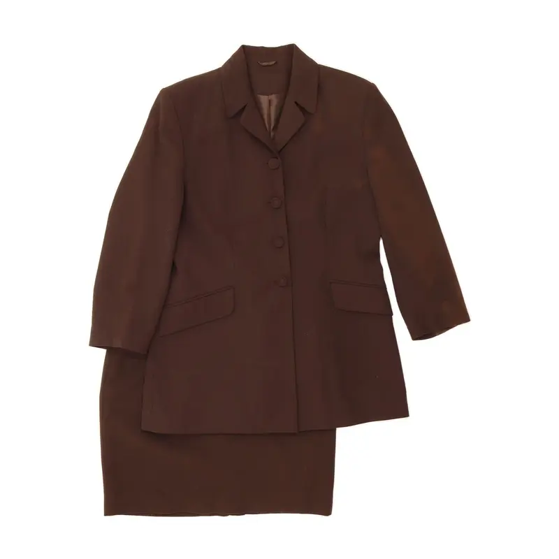Pre-Owned Vintage ST. BERNARD Womens 4 Button 2 Piece Skirt Set UK 12 Medium W28  Brown 1