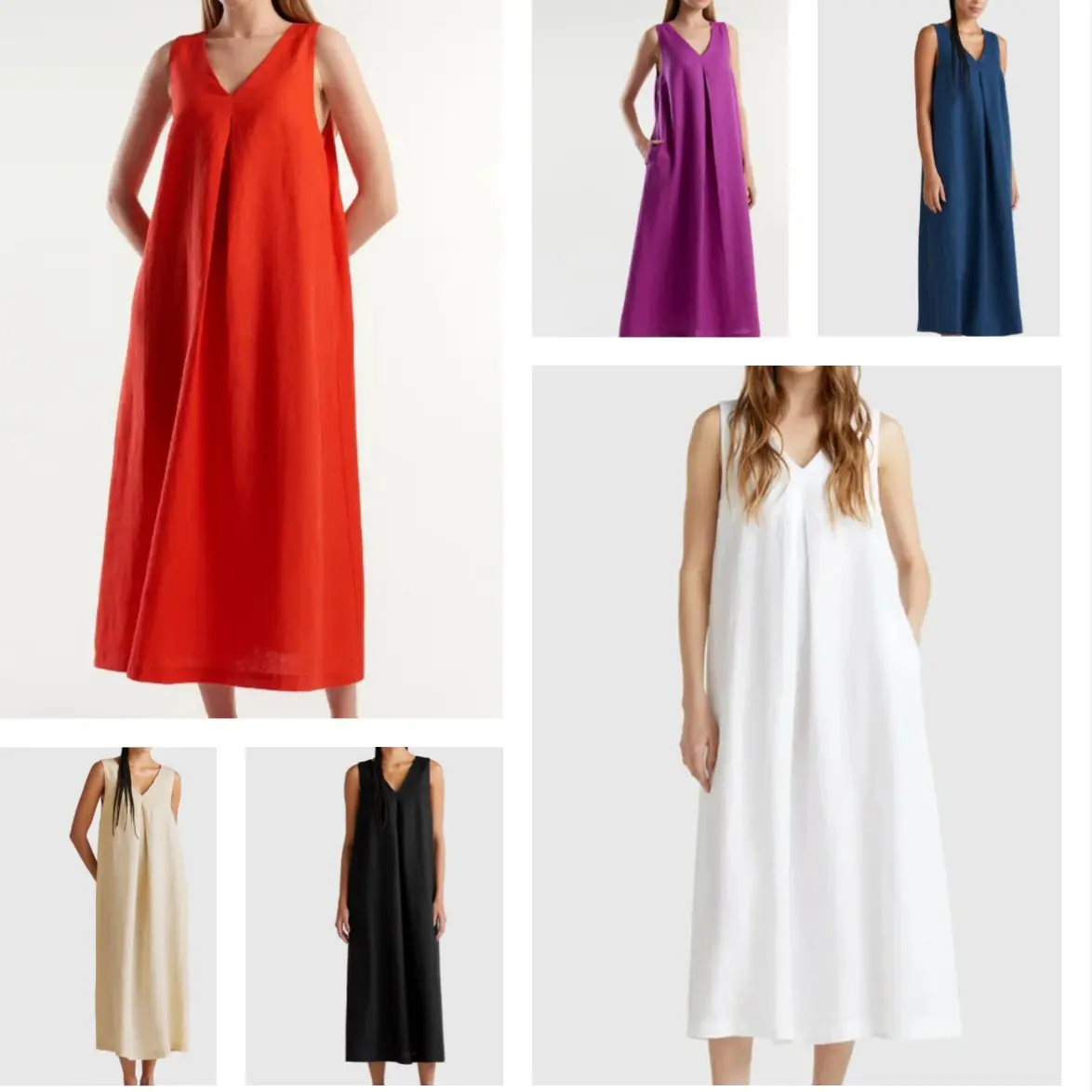Sleeveless Linen Long Midi Dress Spring Summer Vacation Slip On Occasion Maxi Long Casual Outfit 6 - 16