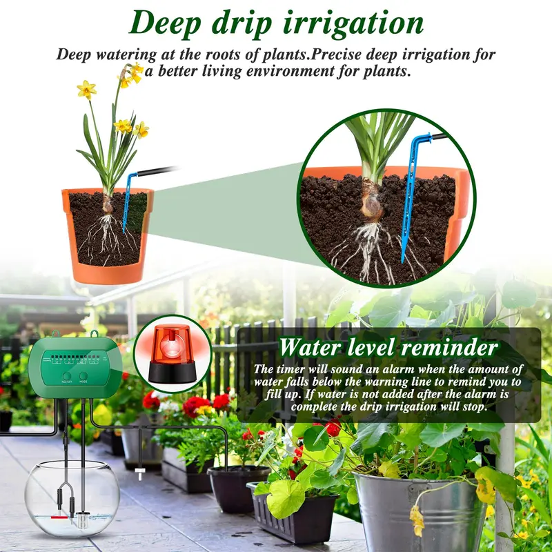 AnseTo Solar Irrigation System,Solar Drip Irrigation Kit with 15 Drippers,Solar Watering System DIY Automatic Watering System for Garden,Plant,Greenhouse,Terrace,Eco-Friendly and Energy-Saving, 2w 5