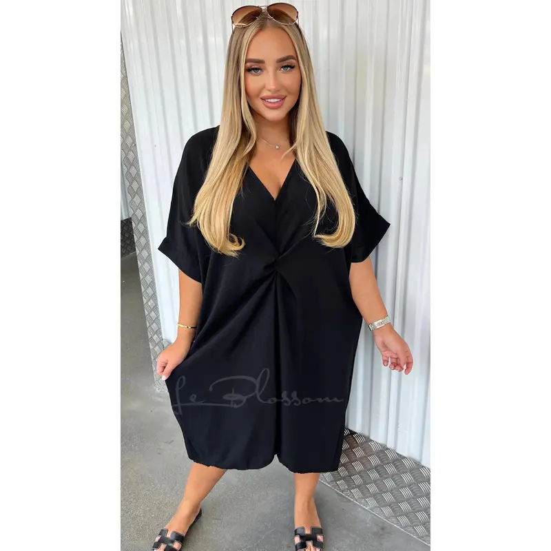 Elsie Front Knot Maxi Dress Casual Comfort Shirt Womenswear 1