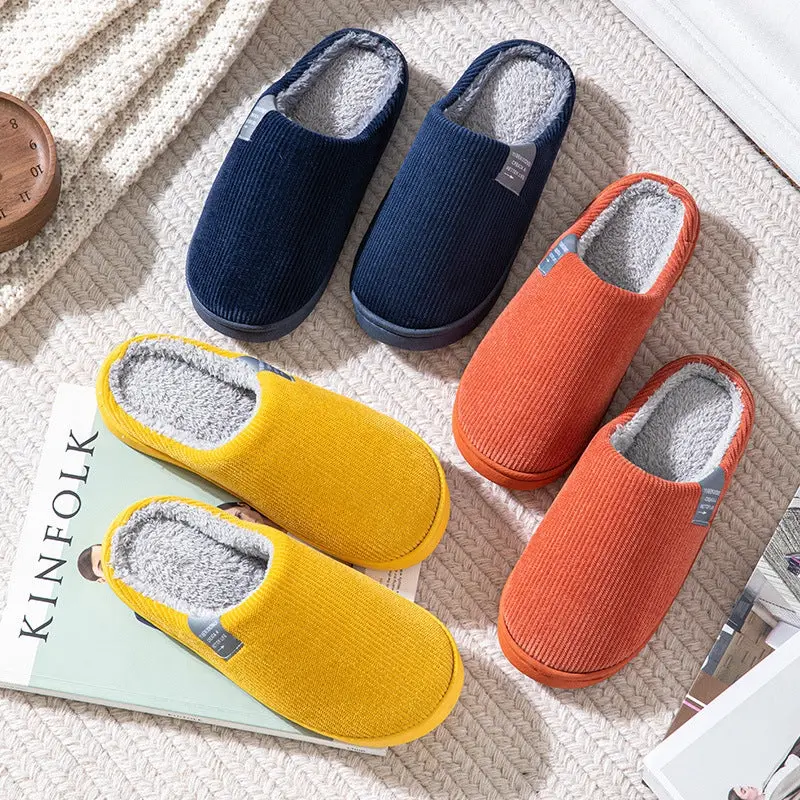 Cotton slippers women's winter non-slip plus velvet warm confinement slippers indoor home men's cute plush cotton slippers winter Girl Footwear 7