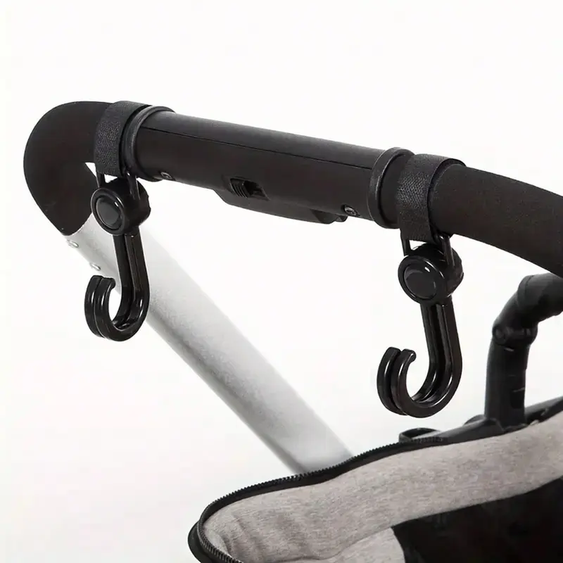 1pc/2pcs-360° Rotating Multipurpose Stroller Hooks – Cart & Bike Hanger, Organizer Accessory For Parents, Travel Hook 2