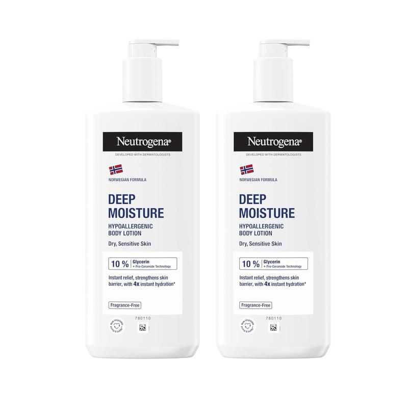 2x Neutrogena Deep Moisture Hypoallergenic Body Lotion 400ml,Sensitive, Dry Skin 0