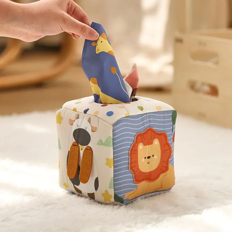 【RANTS BETTER】Tissue Box Toy for Youngsters - Multifunctional, Educational Finger Exercise & Soothing Plaything, Mixed Colors 4