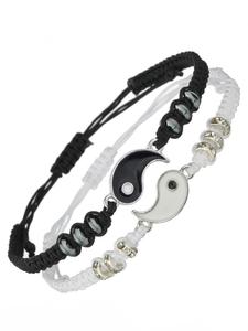 Couple Matching Bracelets, Fashionable Yin Yang Charm Decor Braided Bracelets for Women & Men, Trendy All-match & Exquisite Jewelry for Birthday Gift, Valentine's Day, Glass Beads Gift