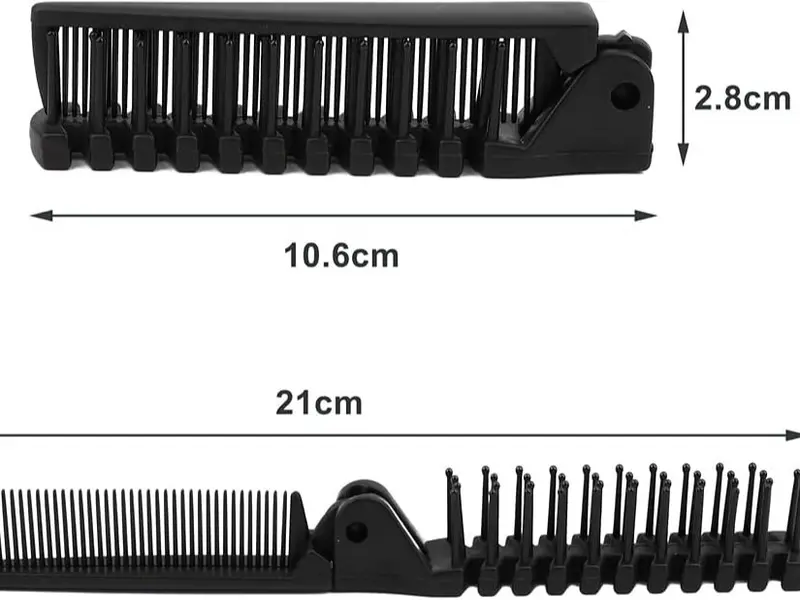 Folding Hair Brush and Comb, Plastic Portable Travel Hair Brush Pocket Hair Comb Double Headed Massage Hair Comb for Thick, Thin Hair (Black) 6