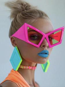 Retro Cat Eye Frame Sunglasses, Trendy Pink Sunglasses for Everyday Use, Fashion Accessories for Outdoor Activities