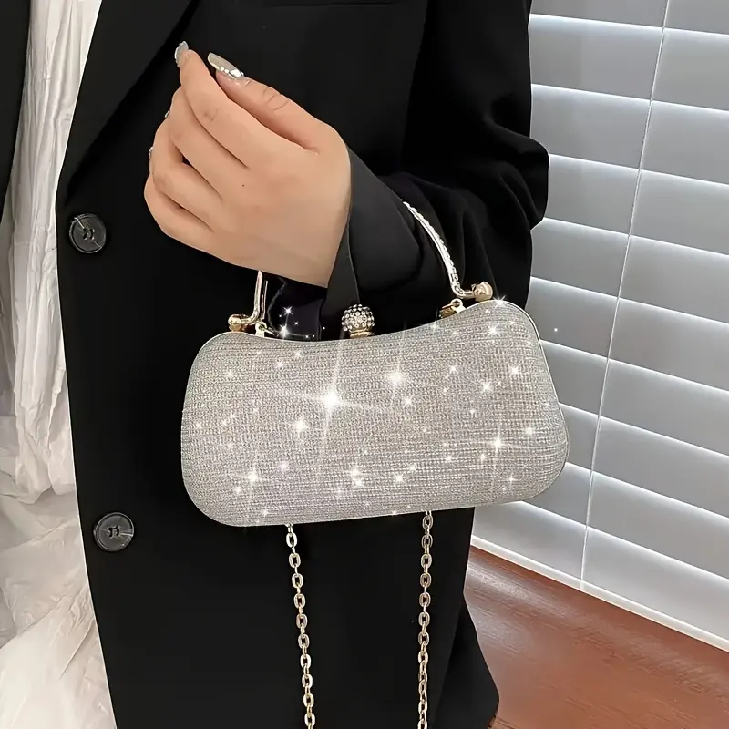 Mini Fashion Evening Bag, Chain Crossbody Bag Shining Evening Bag, Carnival Wedding Music Festival Fashion Rhinestone Clutch Handbag 5