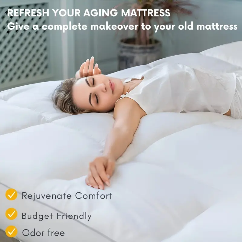 [ SAVE 20%] 4As Cloudy Mattress Topper Quilted 11cm Elasticated Microfiber Bed Pad- Extra Thick Mattress Toppers UK Thick Cloudy Foldable Bounce Back Breathable Hotel Quality Machine Wash Best Alternate of Memory Foam Mattress Topper 8