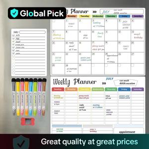 Magnetic Dry Erase Calendar Whiteboard, 1 Set Including Monthly, Weekly, and Daily Planning Calendars Planners & 8 Markers & Eraser, Wall Planner, Magnetic Erasable Chalkboard Set, Office Supplies, Home Decor Uk, Weekly Planner, Desk Calendar, Plannerbook