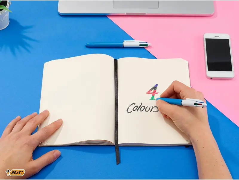 BIC 4 Colours Original Pens, Multi Coloured Pens All In One, Biro Pens, Medium 1.0mm, Green, Blue, Red, Black, 3 Pens Per Pack, 1 Pack 3