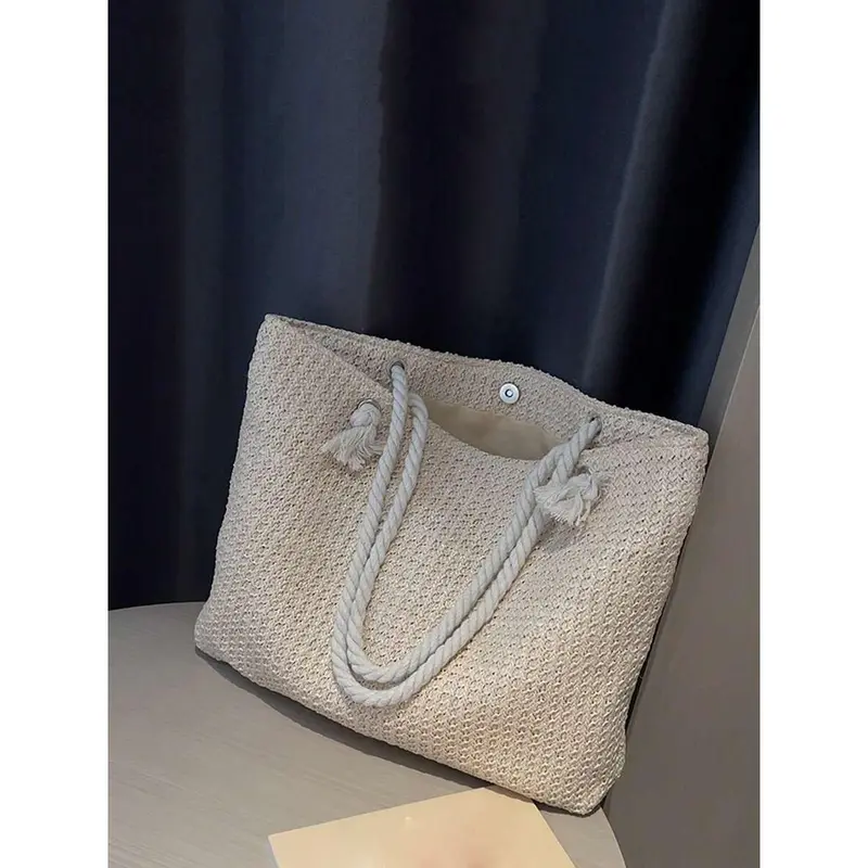 Woven Large Capacity Tote Bag – Lightweight Summer Shoulder Handbag for Travel, School & Work 2