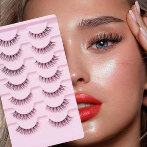 Natural False Eyelashes for Women, 1 Set Wispy D Curl Faux Cluster Lashes, Natural Curling Lashes for Eyelashes Extensions, Eye Makeup