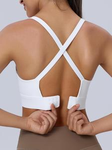 Women's Solid Color Criss Cross Wireless Sports Bra, Breathable Comfortable High Stretch Sports Bra, Ladies Sportswear for Indoor Outdoor Wear Valentine's Day, Gym Clothes