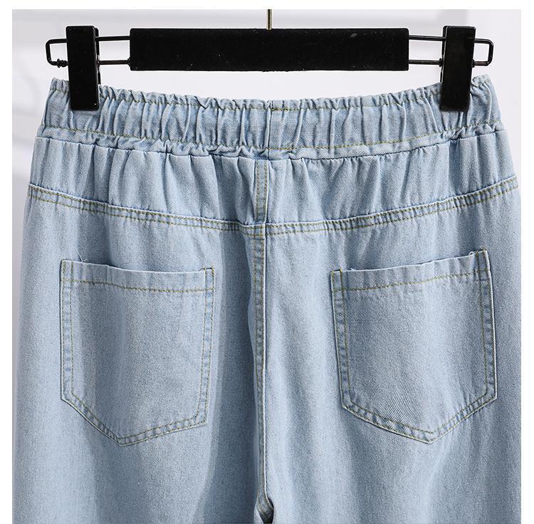 Product Introduction of plus Size High Waist Casual Pants Loose Wide Leg Jeans Fashionable Spring New Arrival for plus Size Women Comfortable Fit 26