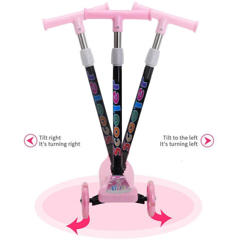 Product Introduction of Pink/Blue Kids Scooter 3 Wheels Kids Kick Push Flashing Led Light Up Adjustable 42
