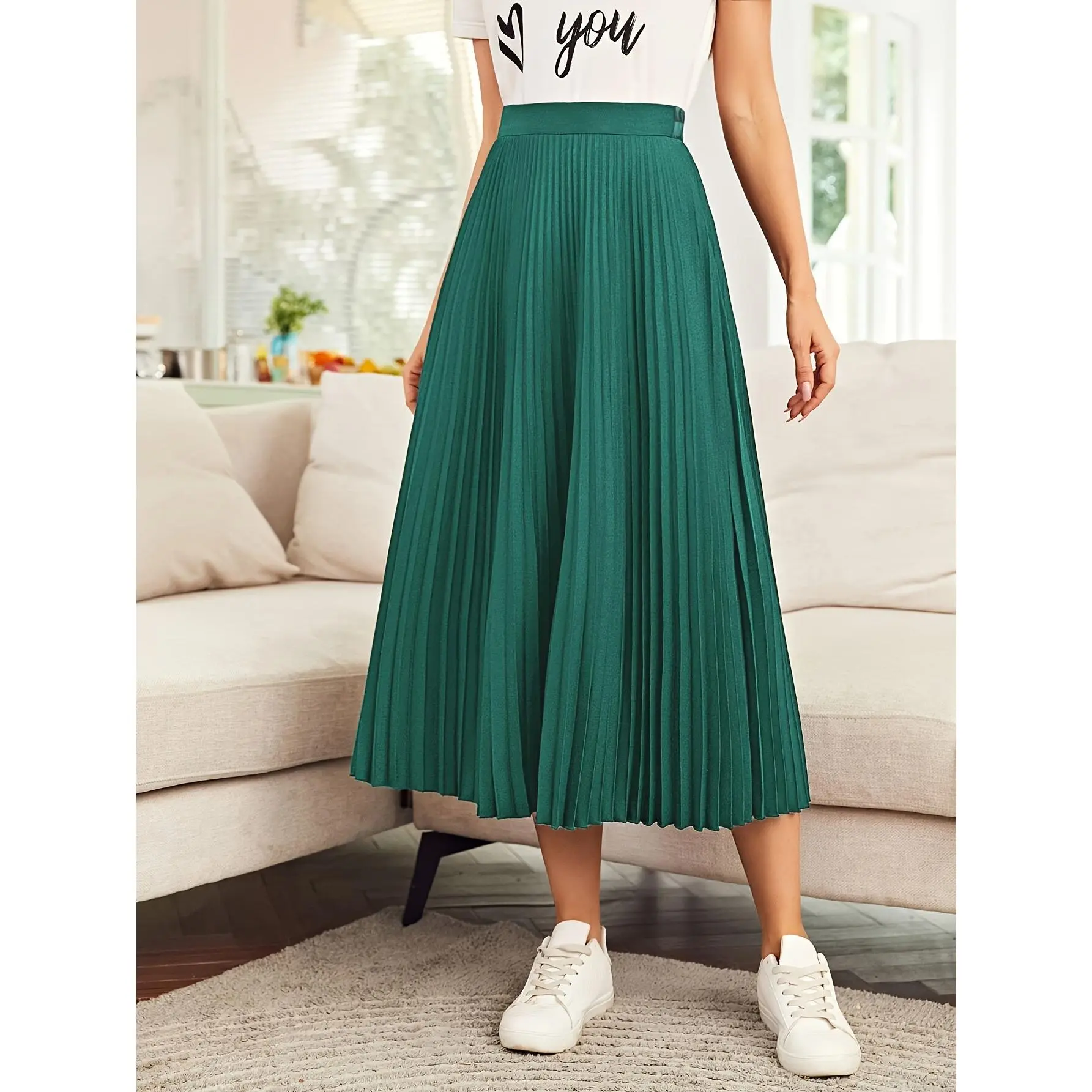 Polly Pocket Skirt Stylish High Waist Pleated A-Line Skirt - Chic Solid Color Design, Flowy Fabric, Comfortable Wear, Perfect for Spring & Summer, Women's Elegant Clothing for Daily Life, Outdoor Activities, and Casual Events