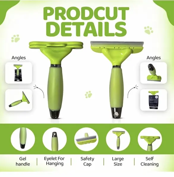 Deshedding Brush & Grooming Tool for Dogs & Cats with Gel Handle – Reduces Hair Shedding | Professional Dog Hairbrush With Stainless Steel Comb for Removal of Short, Medium & Long Hair (Large) 1