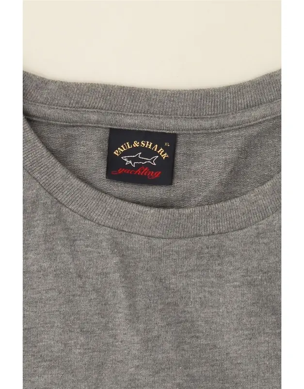 Pre-Owned Vintage PAUL & SHARK Mens Slim Fit Crew Neck Jumper Sweater XL Grey Cotton 3