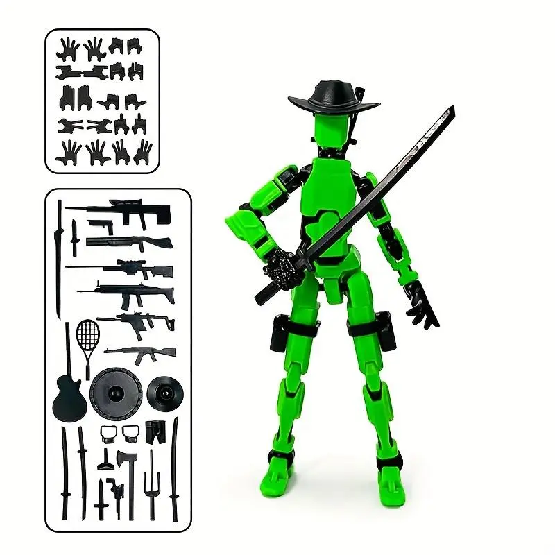 Poseable T13 Action Figure with Weapon Accessories – Multi-Jointed Articulated Titan 13 Dummy Collectible, Desktop Decor for Gamers, Durable ABS, Ages 14+ – Bendables Series 3