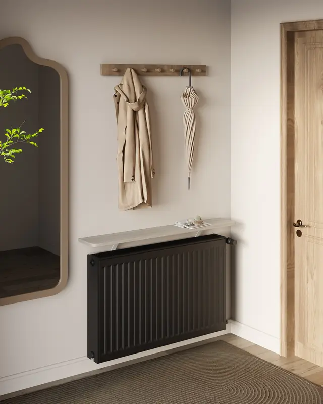 Rounded-edge Floating Radiator Shelf with Included Brackets, No Need for Drilling 4