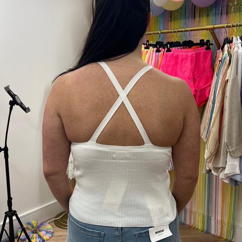 Ruched front cross over back vest top 2