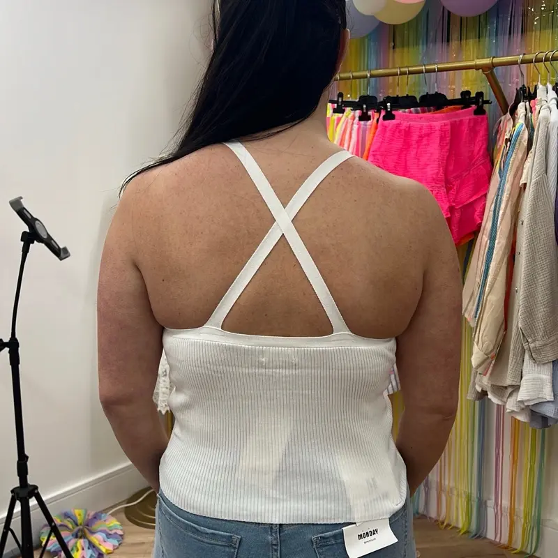 Ruched front cross over back vest top 2