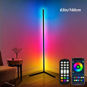 RGB Floor Lamp, USB Powered LED Corner Lamp with APP & Remote Control, Modern Floor Light with Music Sync & 16 Million DlY Colors, Color Changing Standing Floor Lamp