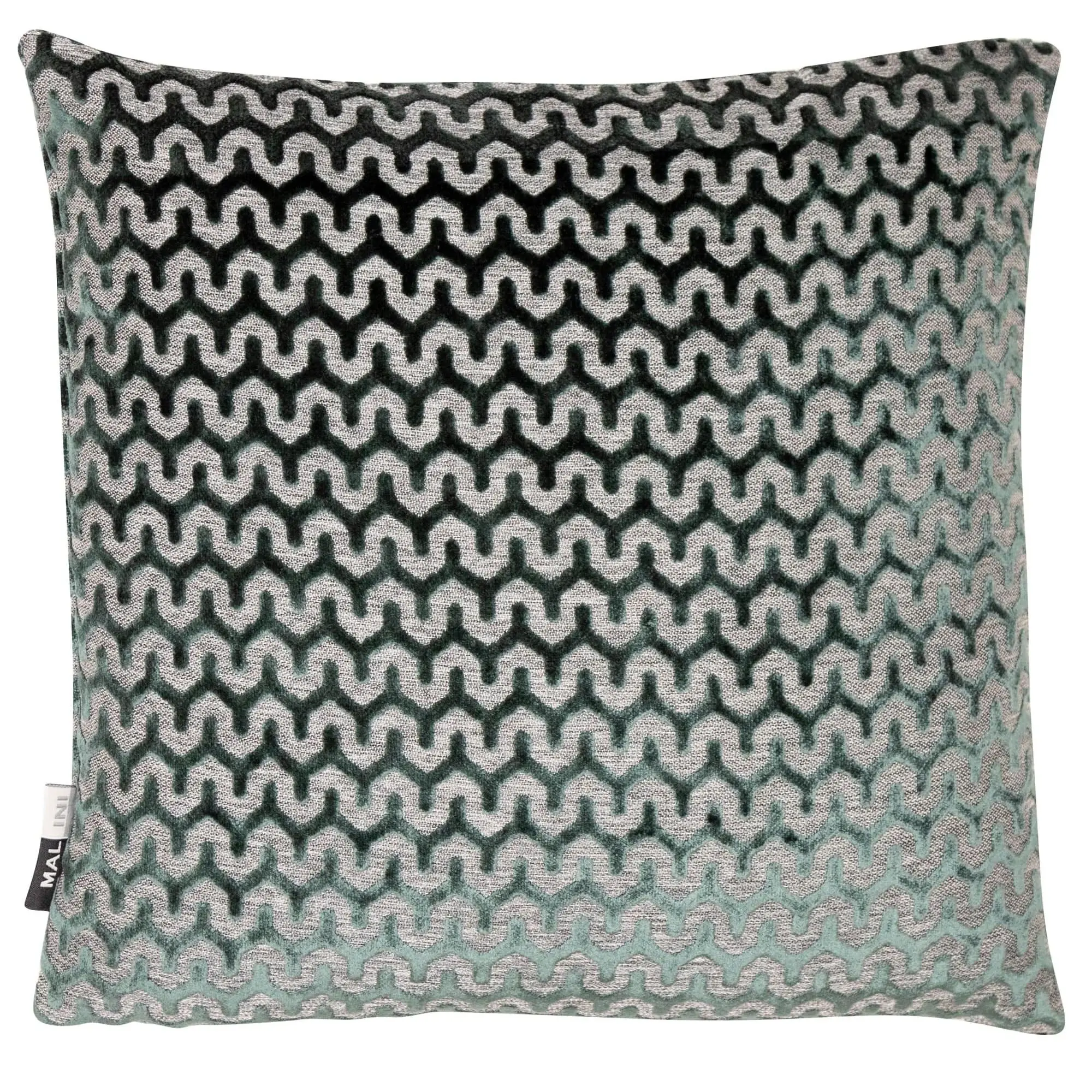 Cut Velvet Wave Pine Green Cushion 43 X 43