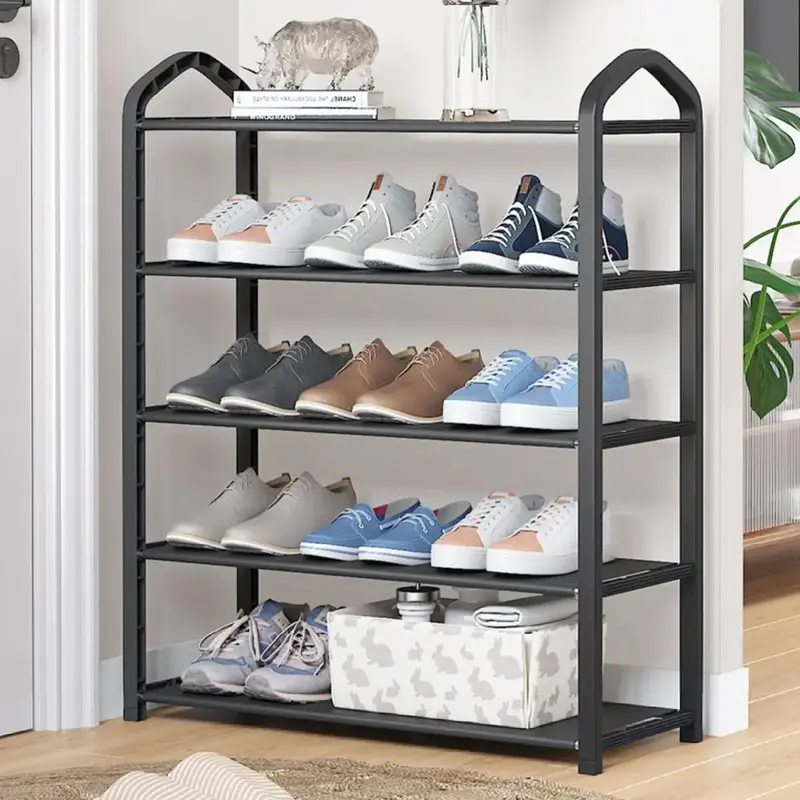 5-Tier Space-Saving Shoe Rack - Slim Modern Shoe Shelf for Entryway, Hallway & Closet | Lightweight Durable Shoe Organizer with Non-Slip Brackets | Compact Storage Solution for 12-20 Pairs of Shoes 3