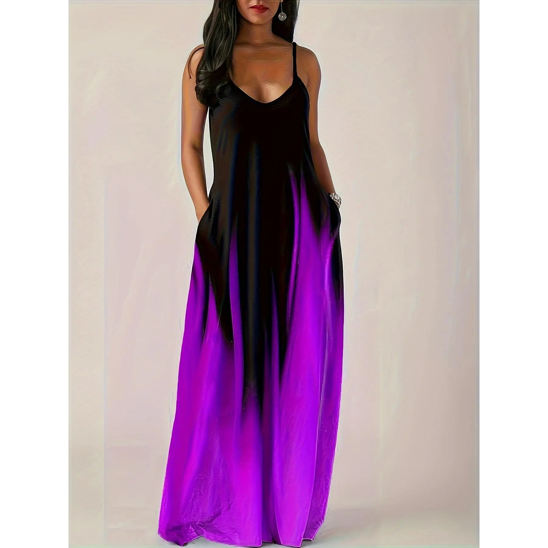 Women'S Elegant Black and Red Abstract Print Maxi Dress - Sleeveless, Asymmetrical, Polyester Knit Fabric, Perfect for Spring/Summer, Summer Dress | Asymmetrical Hemline | Polyester Dress