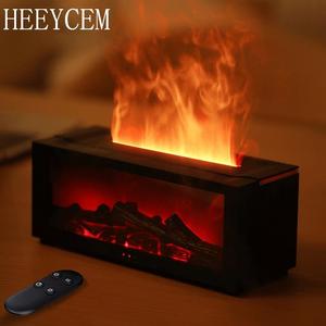 USB Powered Flame Fireplace Diffuser,Simulated Fireplace Flame Humidifier, Multicolor LED Fireplace Aromatherapy Diffuser,  Can be timed, with remote control, Simulated Flame Aroma Humidifier,for  Home, Office,  for Ideal Holiday and Christmas Gift