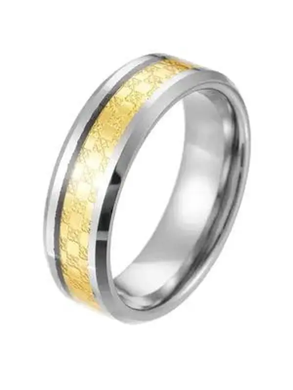 Mens Tungsten Rings Carbide Dragon Pattern Wedding Ring 8mm Gold Plated Steel Band Jewelry