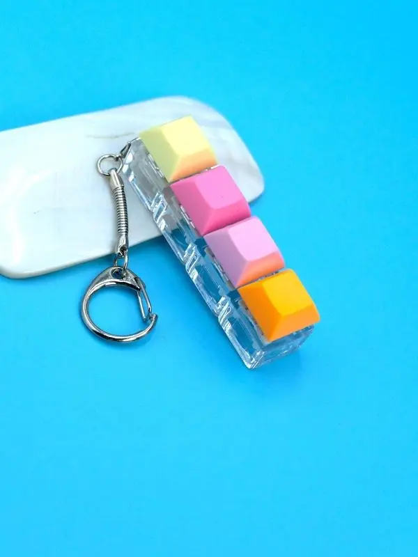 Fun Keycap Keyboard Keychain As Summer Outfits 2025, Punk Style Keyboard 4 Keys Toy Keychain for Women & Men, Summer Fashion Accessories for Daily Use for Decompression Gift 1