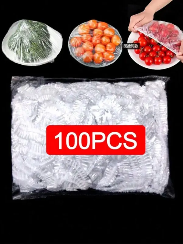 100Pcs, Disposable Food Preservation Film Cover, Shower Head Cover, Multi-Purpose Disposable Shrink Bag Disposable Shoe Cover Thickened Kitchen Preservation Film, Home Refrigerator Refrigerated Food Preservation Cover, Elastic Stretchable Cover Cover 6